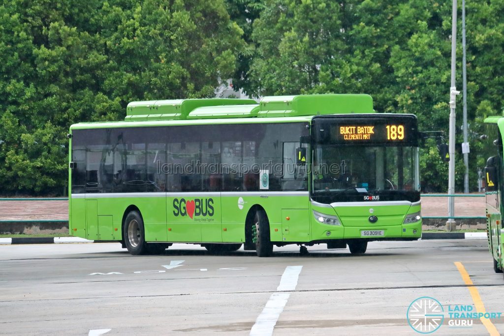 Bus 189: Tower Transit Yutong E12 (SG3091E)