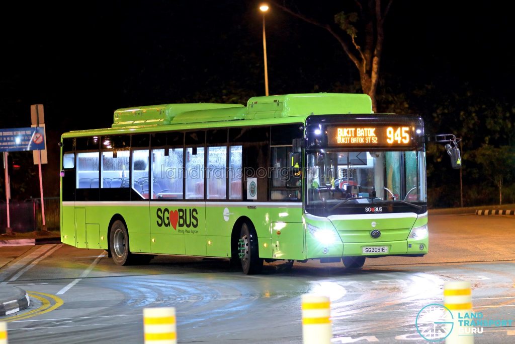 Bus 945: Tower Transit Yutong E12 (SG3091E)