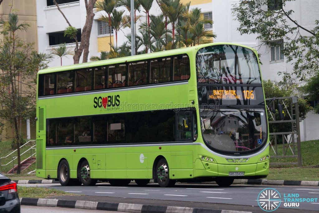 Bus 106: Tower Transit Volvo B9TL Wright (SBS3343S)