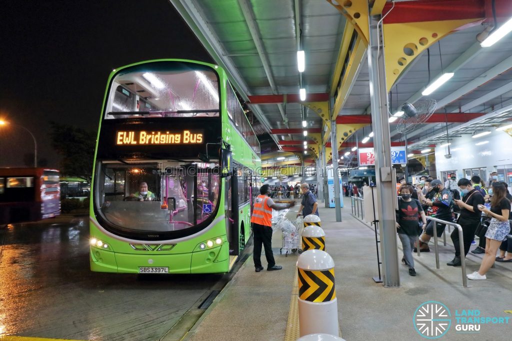 Tower Transit EWL Free Bridging Bus (SBS3397L) at Jurong East Temp Int