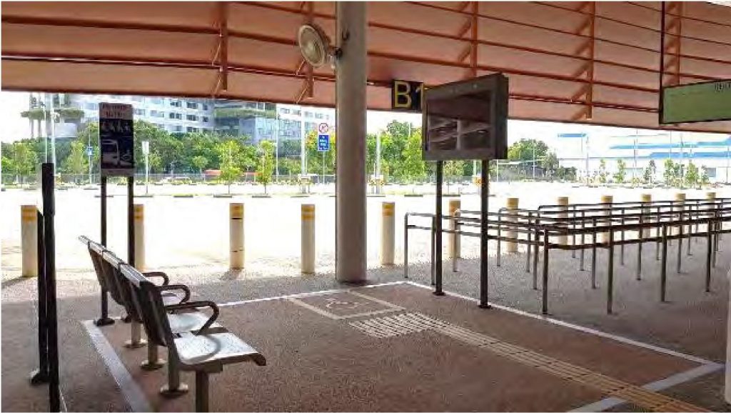 Priority Queue with seats at Relocated Jurong East Bus Interchange (Image: Land Transport Authority)