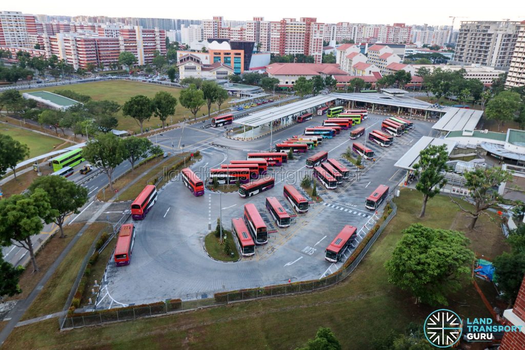 Overhead view of Hougang Central Bus Interchange, March 2021