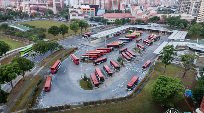 Overhead view of Hougang Central Bus Interchange, March 2021