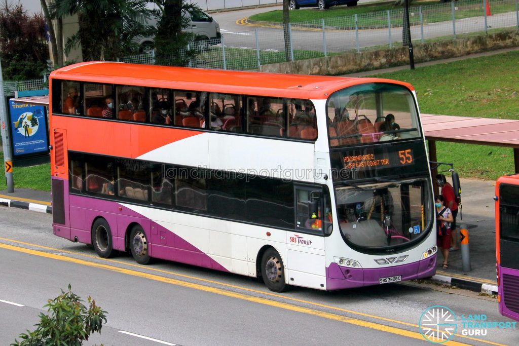 Bus 55 - SBS Transit Volvo B9TL Wright (SBS3608D)