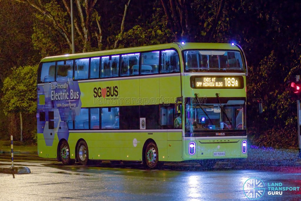 Bus 189A - Tower Transit Yutong E12DD (SG7004G)