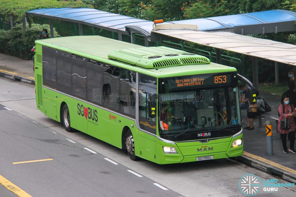 Bus 853 - SMRT Buses MAN A22 Euro 6 (SG1755L)