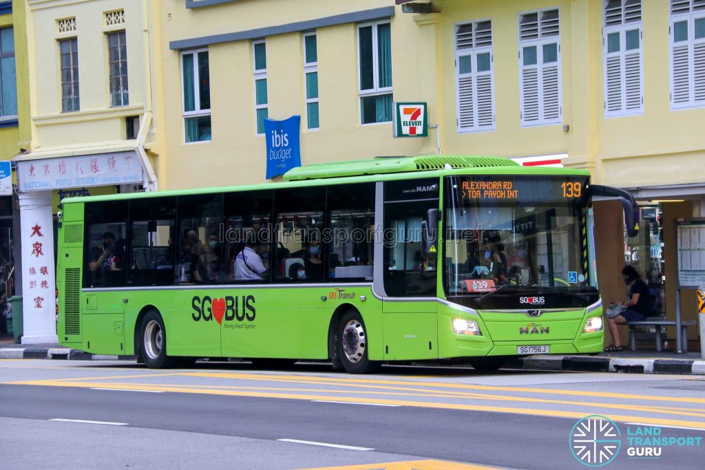 Bus 139 - SBS Transit MAN A22 Euro 6 (SG1756J)