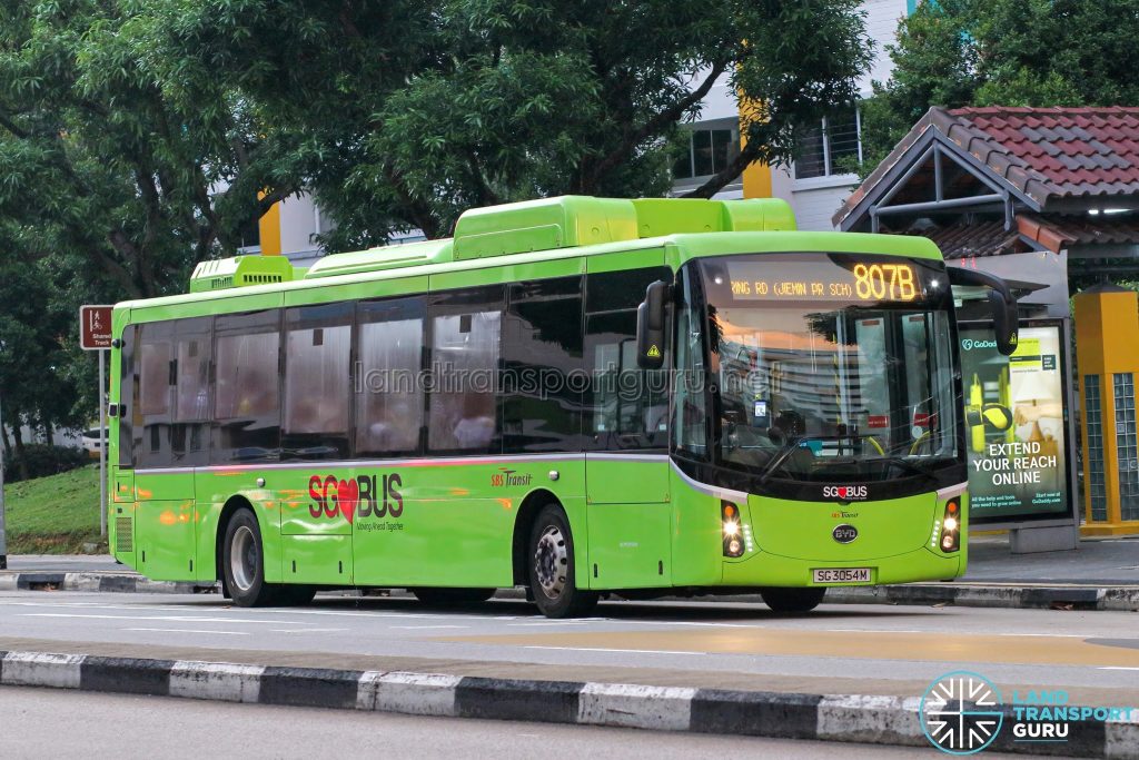 Bus 807B - SBS Transit BYD K9 Gemilang (SG3054M)