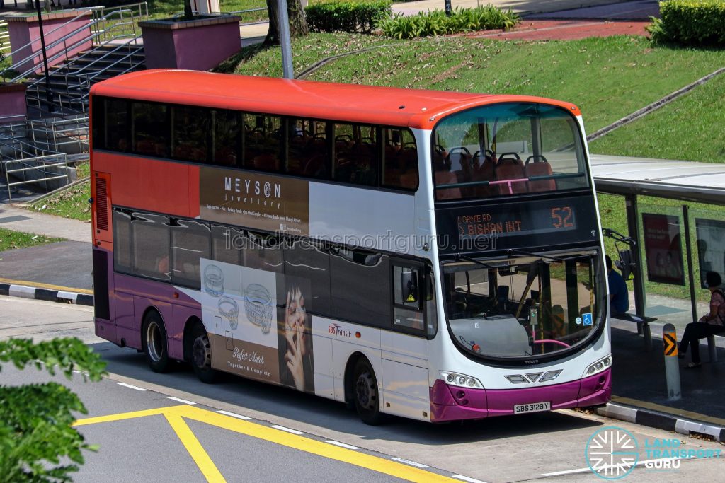 Bus 52 - SBS Transit Volvo B9TL Wright (SBS3128Y)