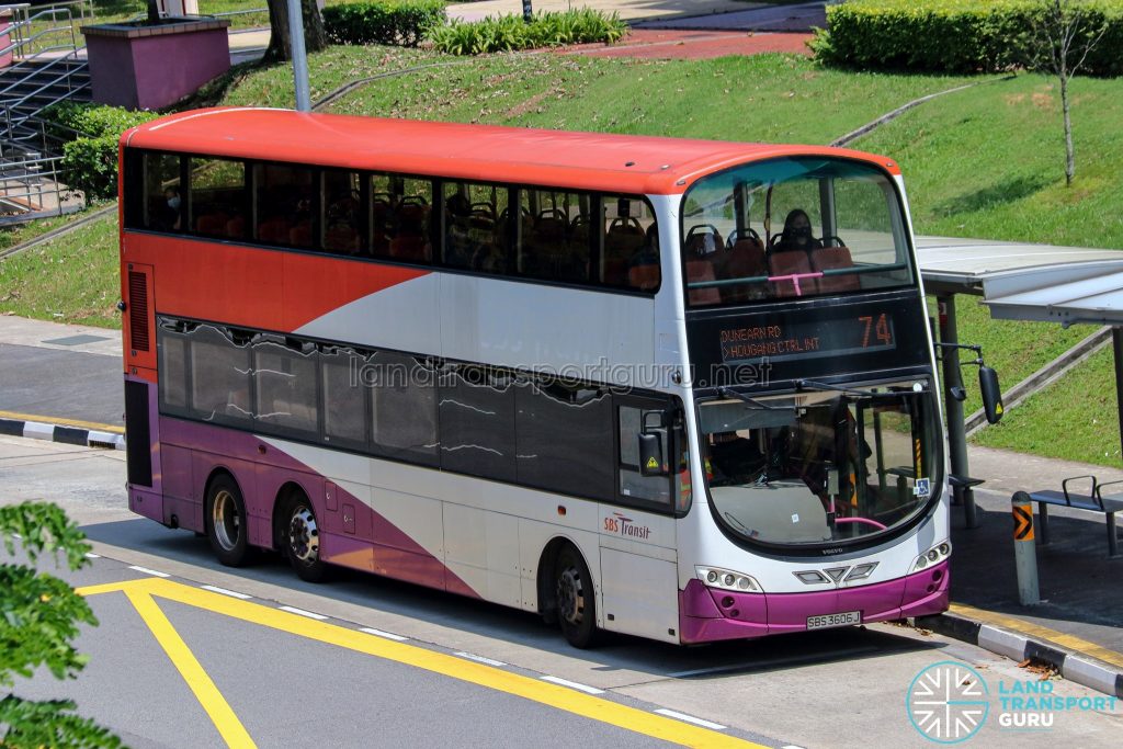 Bus 74 - SBS Transit Volvo B9TL Wright (SBS3606J)