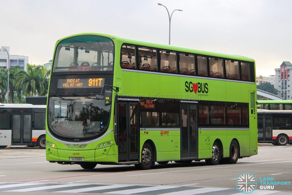 Bus 911T - SMRT Buses Volvo B9TL Wright (SG5168E)
