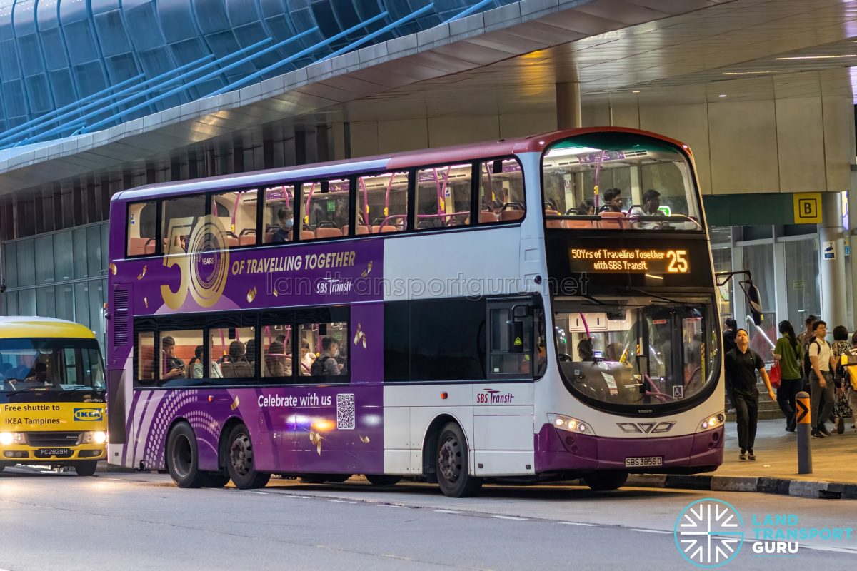 Bus 25 – SBS Transit Volvo B9TL Wright (SBS3856D) [SBST50] | Land ...