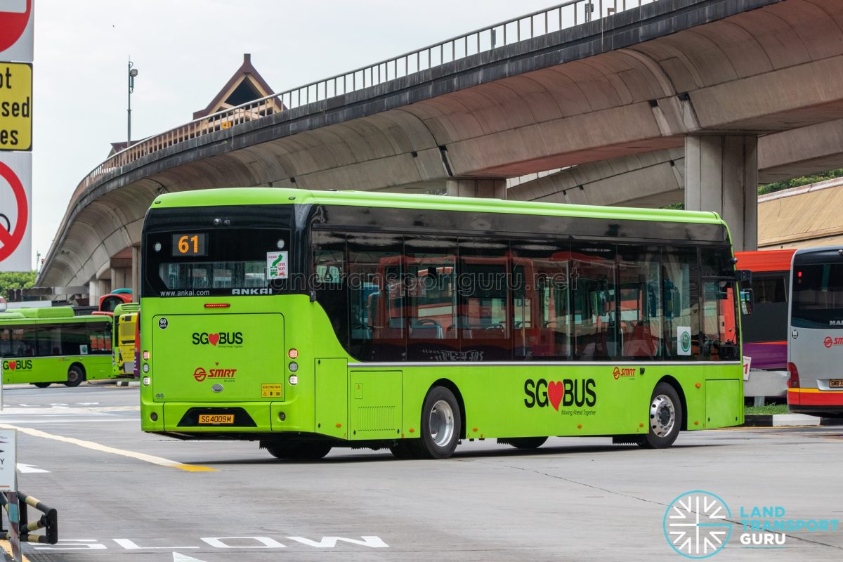 Offside rear of SMRT Buses Ankai G9 (SG4009M) | Land Transport Guru