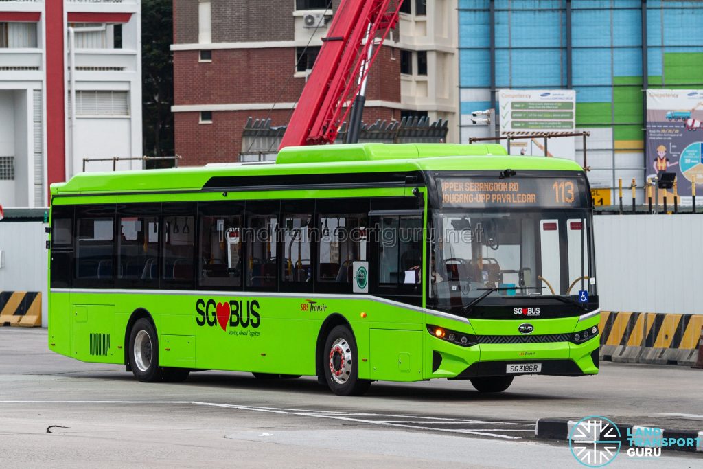 Bus 113 - SBS Transit BYD BC12A04 (SG3186R)