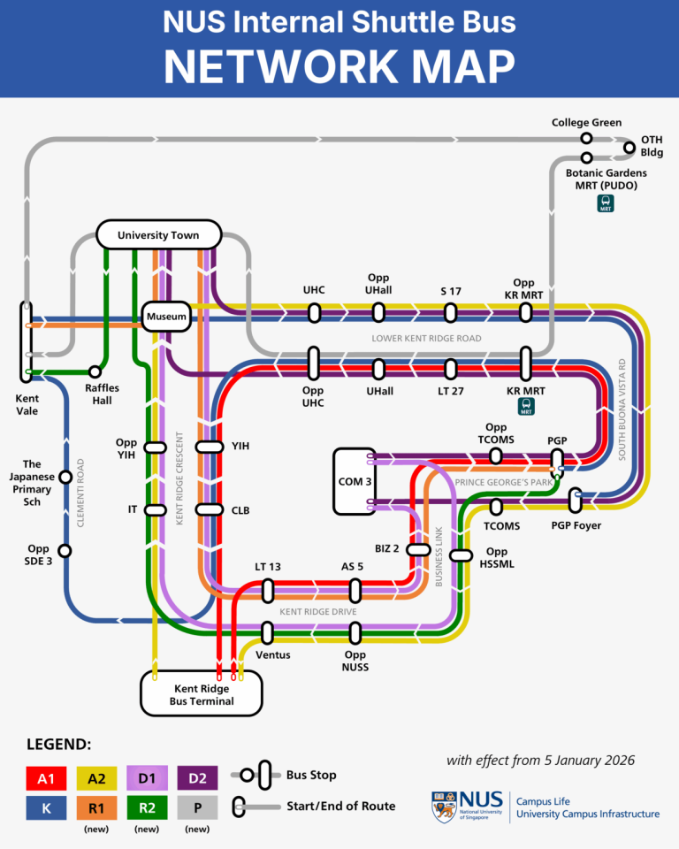 NUS Internal Shuttle Bus Map (Effective Jan 2026) | Land Transport Guru
