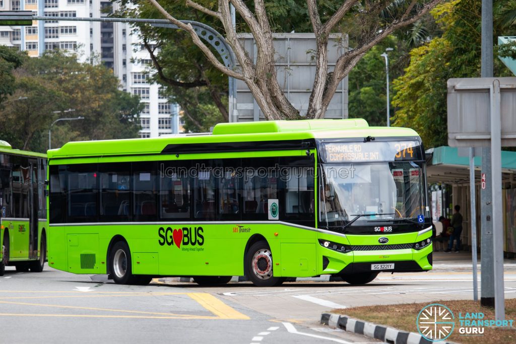 Bus 374 - SBS Transit BYD BC12A04 (SG3221Y)
